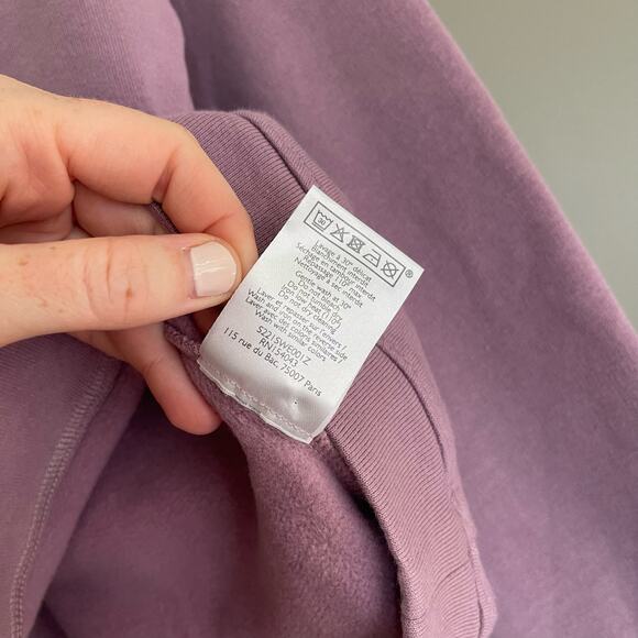 SEZANE‎ Tess Hooded Sweatshirt Size XXS Mauve Purple Yellow Chic French Pullover - Picture 15 of 16